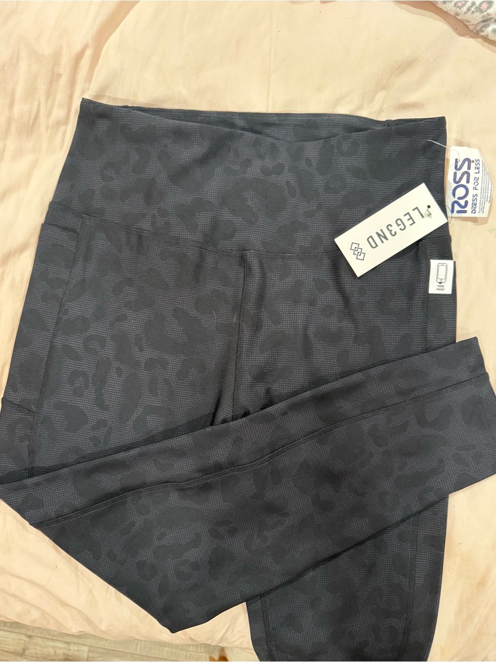 Legand Women's Dark Charcoal Leopard-Print High-Waist Leggings